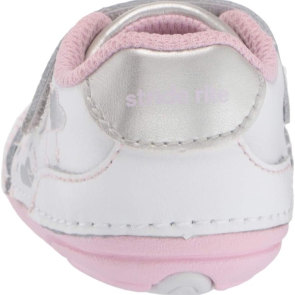 Stride Rite Baby Walker Shoes White Silver Velcro - Picture 5 of 6